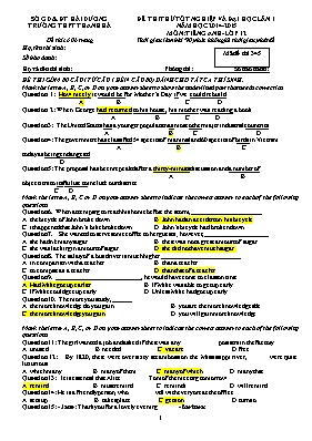 Đề thi thử Tốt nghiệp và Đại học môn Tiếng Anh - Mã đề 123 - Năm học 2014-2015 - Trường THPT Thanh Hà
